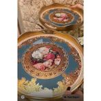Beliza Ikili Çiçek Desenli Ahşap Tepsi Seti – Büyük 39 cm / Küçük 34 cm - Çok Renkli - otantik ahşap servis tepsisi