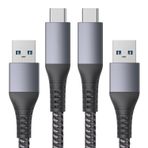 Belker Maxonar 2 adet USB C hızlı şarj kablosu 10 Gbit/s veri USB A Android araç kablosu QC3.0 3.1A hızlı şarj cihazı veri aktarımı USB3.2 Gen2 Samsung Note20 Galaxy S23/22 Z Flip 5 Pixel 8 Pro PS5 1M gri