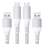 Belker Maxonar 2 adet USB C hızlı şarj kablosu 10 Gbit/s veri USB A Android araç kablosu QC3.0 3.1A hızlı şarj cihazı veri aktarımı USB3.2 Gen2 Samsung Note20 Galaxy S23/22 Z Flip 5 Pixel 8 PS5 1M gümüş