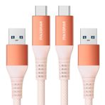 Belker Maxonar 2 adet USB C hızlı şarj kablosu 10 Gbit/s veri USB A Android araç kablosu QC3.0 3.1A hızlı şarj cihazı veri aktarımı USB3.2 Gen2 Samsung Note20 Galaxy S23/22 Z Flip 5 Pixel 8 PS5 1M turuncu