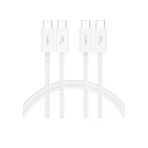 Belkin 2 Li 60W Usb-C To Usb-C Yumuşak Esnek Ve Hızlı Şarj Kablosu Örgülü Beyaz 1.5Metre