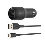 Belkin 24W Hızlı Araç Şarj Cihazı 2 Port USB Siyah+Type-C Bablo