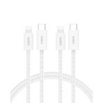 Belkin 2'li Örgülü USB-C - Lightning Kablo, 1,5 m, Yumuşak, Esnek ve Hızlı Şarj Kablosu, iPhone 14 ve Önceki Modeller, 9. Nesil iPad ve AirPods ile Uyumlu, Beyaz