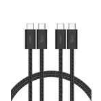 Belkin 2'li Örgülü USB-C - USB-C Kablo, 1,5 m, 240 W, Yumuşak, Esnek ve Hızlı Şarj Kablosu, iPhone 17 ve 16 Serisi, Galaxy S25, Pixel 10, iPad Pro ve Daha Fazlasıyla Uyumlu, Siyah
