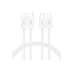 Belkin 2'li Örgülü USB-C USB-C Kablo 1,5 m 60 W Yumuşak Hızlı Şarj iPhone 17-16 Seri s25 iPad Pro
