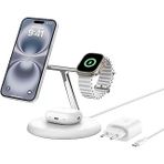 Belkin 3'Ü 1 Arada Manyetik Magsafe Uyumlu Qi2 15W Kablosuz Şarj Standı, Iphone 16, 15, 14 13 Serisi, Airpods, Watch Vb. Için Hızlı Şarj Özell