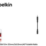 Belkin BLK F3Y125BF 0.1m 3.5 mm 2x3.5mm F Kulaklık Kablo