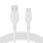 Belkin BoostCharge Flex Silicone USB-C - USB-A Kablosu (2 m), iPad Pro, Galaxy S21, Ultra, Plus, Note 20, Pixel ve Diğer Aygıtlar için USB-IF Onaylı USB-C Şarj Kablosu - Beyaz