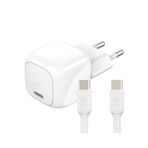 Belkin BoostCharge Kompakt Duvar Şarj Cihazı 30 W, Seyahat Dostu USB-C Power Delivery Hızlı Şarj, iPhone, Samsung Galaxy, iPad, AirPods, Tablet ve Daha Fazlası, USB-C’den USB-C’ye Kablo ile, Beyaz