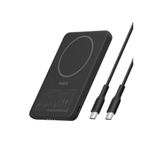 Belkin BoostCharge Manyetik Power Bank 5000 mAh, Manyetik Halka ve USB-C Porta Sahip İnce Taşınabilir Şarj, iPhone, Galaxy, Pixelsnap, iPad ve Tablet için Batarya Paketi, USB-C Kablo Dahil, Siyah