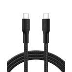 Belkin Eco Örgülü USB-C - USB-C Kablosu, 2 m, 240 W, Yumuşak, Esnek Hızlı Şarj Kablosu, iPhone 16, Galaxy S25, Pixel 9, MacBook, iPad Pro ve Daha Fazlası için Tip-C Şarj Kablosu - Siyah (USB 2.0)