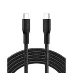 Belkin Eco Örgülü USB-C - USB-C Kablosu, 3 m, 240 W, Yumuşak, Esnek Hızlı Şarj Kablosu, iPhone 16, Galaxy S25, Pixel 9, MacBook, iPad Pro ve Daha Fazlası için Tip-C Şarj Kablosu - Siyah (USB 2.0)