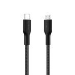 Belkin Eco USB-C - Micro USB Kablosu, 1 m, Yumuşak, Örgülü, Esnek Hızlı Şarj Kablosu, USB-IF Sertifikalı Type-C - Micro USB Şarj Kablosu, Kameralar, Hoparlörler ve Daha Fazlası İçin, Siyah
