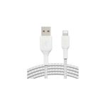 Belkin iOS Uyumlu 2 mt Beyaz Örgülü Lightning Hızlı Şarj ve Data Kablosu
