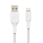 Belkin Örgülü Lightning Kablosu (iPhone, iPad, AirPod'lar için Boost Charge Lightning - USB Kablosu) MFi Sertifikalı iPhone Şarj Kablosu, Örgülü Lightning Kablosu (2 m, Beyaz)