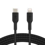 Belkin Örgülü USB-C - Lightning Kablosu (Hızlı Şarj Kablosu) Hızlı Şarj MFi Sertifikalı USB-C Kablosu (1m, Siyah)