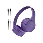 Belkin SoundForm mini kablosuz çocuk kulaklığı, entegre mikrofonlu ve eğlenceli çıkartmalı, 30 saat oynatma – ders, tatil, iPhone, iPad, Galaxy için kulak üstü kulaklık, lila