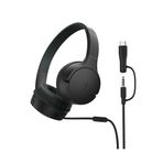 Belkin SoundForm Mini Kids Kablolu Kulaklık (Siyah) – USB-C + 3,5 mm Adaptör, Dahili Mikrofon, 85 dB Ses Sınırı, Eğlenceli Çıkartmalar, iPhone, iPad, Galaxy Uyumlu
