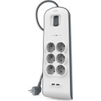 Belkin Surge Plus 6'lı 2x USB Akım Korumalı Priz - Beyaz