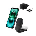 Belkin UltraCharge MagSafe Uyumlu 2’si 1 Arada Qi2 25W Kablosuz Şarj İstasyonu, iPhone 16, AirPods, Pixelsnap, Dönüştürülebilir Masaüstü Standı, USB-C Portlu, 45W Adaptör, Siyah