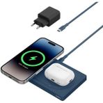 Belkin WIZ019VFBL-APL Boostcharge Pro 2‑in‑1 Magsafe 15W Kablosuz Şarj Standı - Mavi - Beyaz