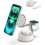 Belkin WIZ040KQSD Boostcharge Pro 3-In-1 Qi2 Magsafe Uyumlu 25W Manyetik Şarj Standı – Bej - Beyaz