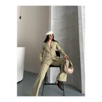 Bella Breeze Kadın Dört Düğmeli Blazer Ceket ve Geniş Paça Pantolon Takım Elbise