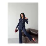 Bella Breeze Kadın Kruvaze Blazer Ceket Pantolon Takım Şık Düğme Detaylı Modern Ofis Davet Takım Elbise