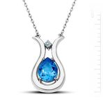 Bella Gloria GK00118 Altın Kaplamalı Pırlanta Mavi Topaz Seni Seviyorum Kolye