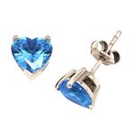 Bella Gloria GPE0004 Altın Kaplamalı Mavi Topaz Gümüş Kalp Küpe