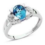 Bella Gloria GPY0040 Altın Kaplamalı Mavi Topaz Tektaş Pırlanta Yüzük