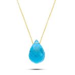 Bella Gloria PP8A003 Mavi Topaz Drop Altın Kolye