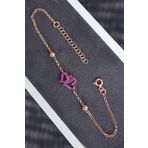 Bella Gloria TGB0179 Kırmızı Kalpler Kadın Gümüş Bileklik