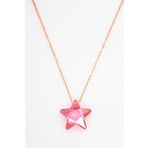 Bella Gloria TGK0044 Pembe Kristal Yıldız Rose Kadın Gümüş Kolye
