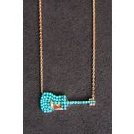 Bella Gloria TGK0116 Turkuaz Gitar Rose Kadın Gümüş Kolye