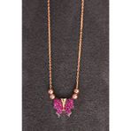 Bella Gloria TGK0124 Kırmızı Kelebek Rose Gümüş Kolye