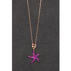 Bella Gloria TGK0191 Kırmızı Deniz Yıldızı Rose Kadın Gümüş Kolye