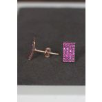 Bella Gloria TGP0046 Kırmızı Dörtgen Gümüş Küpe