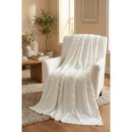 Bella Home 175X215 Sakallı Koltuk Örtüsü - Kaymaz Taban - Şönil Jakar Kumaş - 175 x 215 cm - Krem