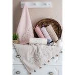 Bella Home 50X90 Kardelen Nakışlı Püsküllü El Havlusu - 6 Adet - 50 x 90 cm - Çok Renkli
