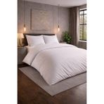 Bella Home Çift Kişilik Çizgili Saten Nevresim Takımı | Konforlu & Şık | Yumuşak ve Parlak Doku - Beyaz - 200 x 220 cm
