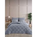 Bella Home Çift Kişilik Jakarlı Uyku Seti - Wellsoft Yorgan - 4 Parça - Pvc Orijinal Çantalı - Gri - 195 x 215