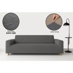 Bella Home Maksi Strech Su Yolu Koltuk Örtüsü (3+3+1+1) - Lastikli - Likralı - Oturma Grubu - Koyu Gri
