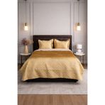 Bella Home Örtüm Çift Kişilik Queen Kadife Yatak Örtüsü | 240x260 cm | Yumuşak Dokulu & Şık Tasarım Gold