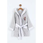 Bella Home Palyaço Nakışlı Kapüşonlu Çocuk Bornozu - %100 Cotton - Orijinal Kutulu - Standart - Gri