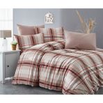 Bella Home Tek Kişilik Ekose Ranforce Nevresim Takımı - Lastiksiz Çarşaf - Kahve - 160 x 220 cm