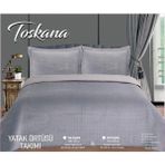Bella Home Toscana Çift Kişilik Kadife Yatak Örtüsü Seti - 240X260 cm - Gri - 240 x 260 cm