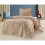 Bella Home Zara Kadife Yatak Örtüsü Tek Kişilik - Bej - 180 x 240 cm