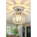 Bella Luce Model Krom Renk Kaplama Metal Kristal Taşlı Yatak Salon Oturma Odası Plafonyer Avize Ekru
