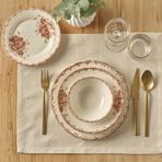 Bella Maison Antique 24 Parça 6 Kişilik Kırmızı Porselen Yemek Takımı